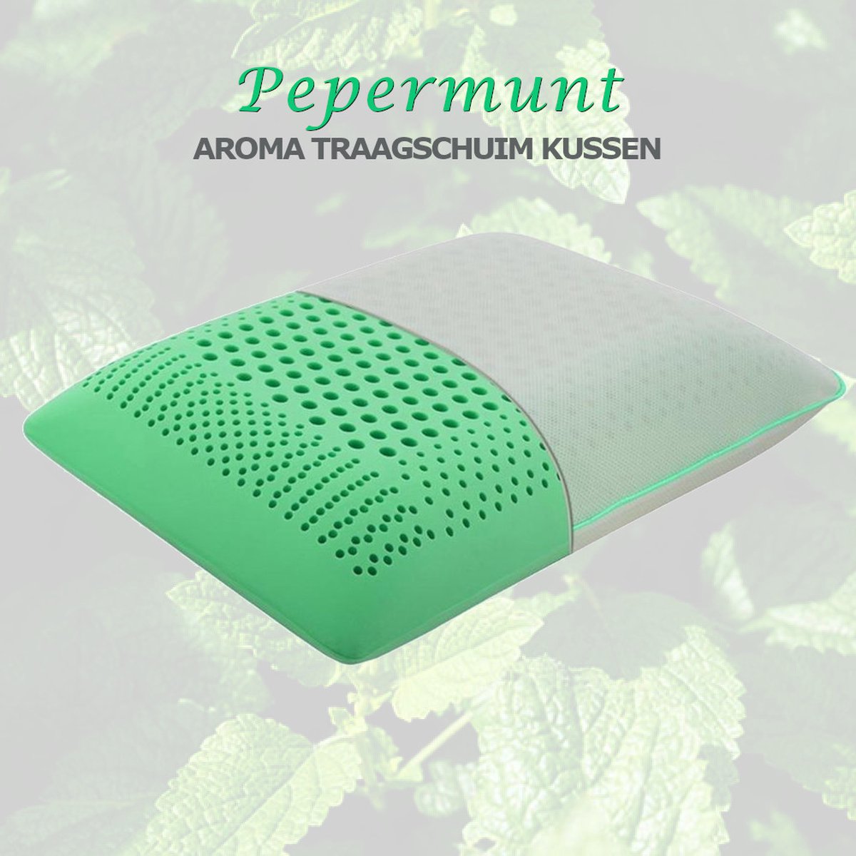 Aromatherapie Hoofdkussens Traagschuim, Therapie Orthopedisch Slaapkussen, Nekklachten, Slaapkussen met Aroma , Ergonomisch Kussen, Memory Foam Kussen, Orthopedisch Kussen, Hoofdkussens, PEPERMUNT, 60x40x15 cm