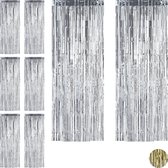 Relaxdays 8x deurgordijn folie zilver - folie gordijn - glitter gordijn - feest - 250 cm