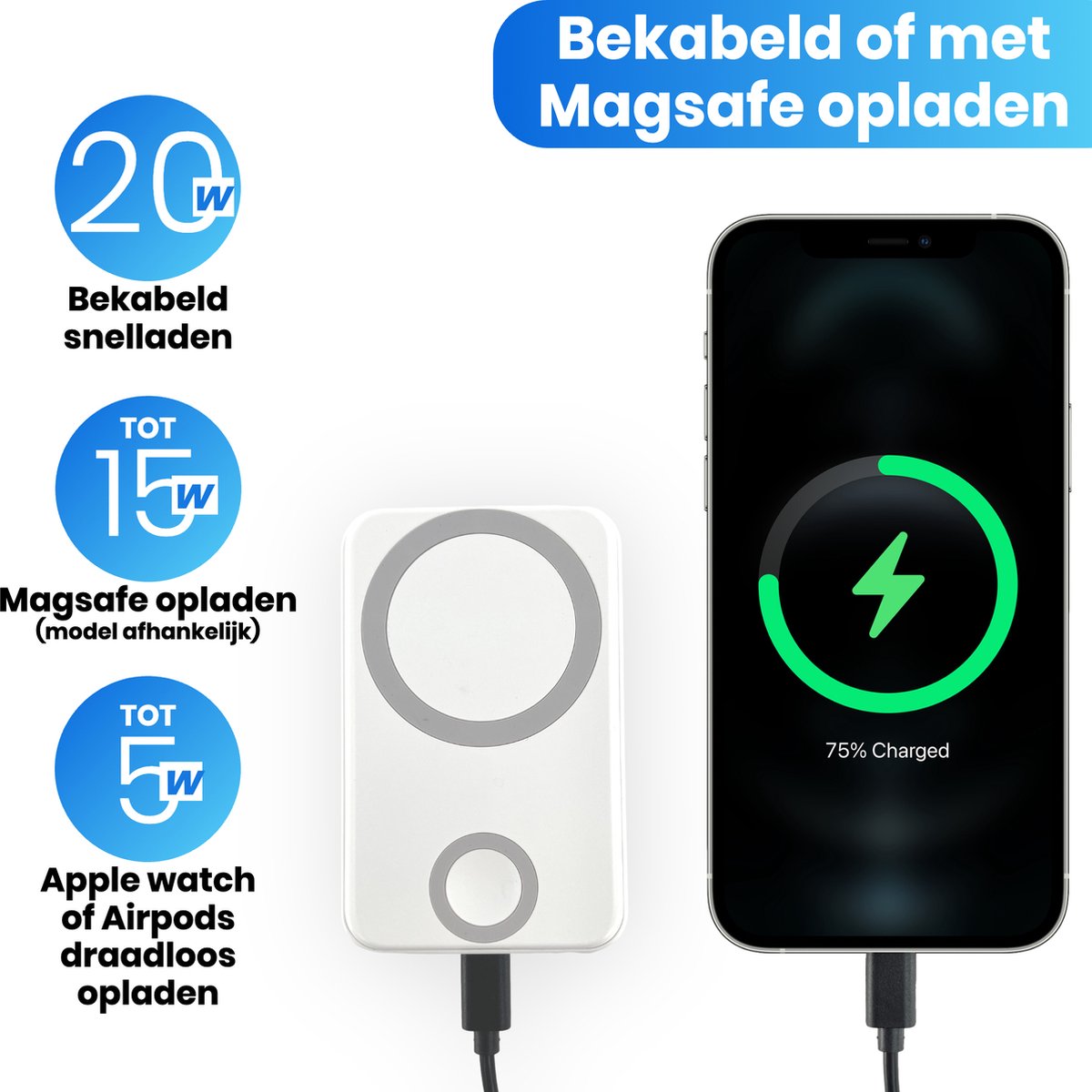 Good2know 2 in 1 Magsafe Powerbank 10000 mAh voor iPhone en - afbeelding 3