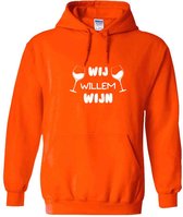 Wij Willem Wijn Oranje Hoodie - drank - alcohol - koningsdag - nederland - holland - koningin - grappig - unisex - trui - sweater - capuchon