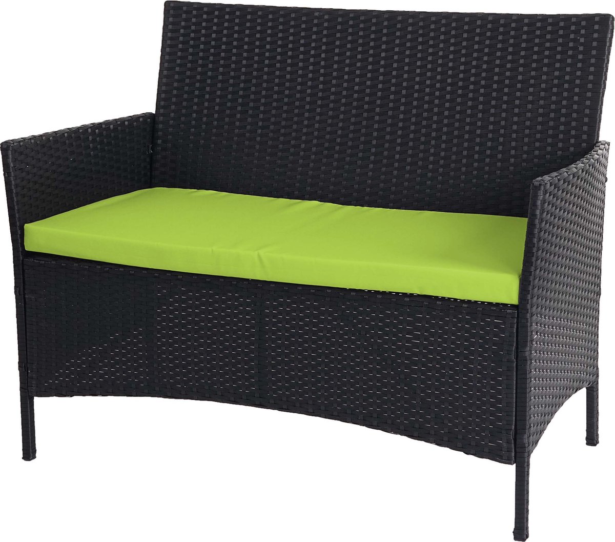 Halden poly rotan tuinbank, zitbank ~ antraciet, groene kussens