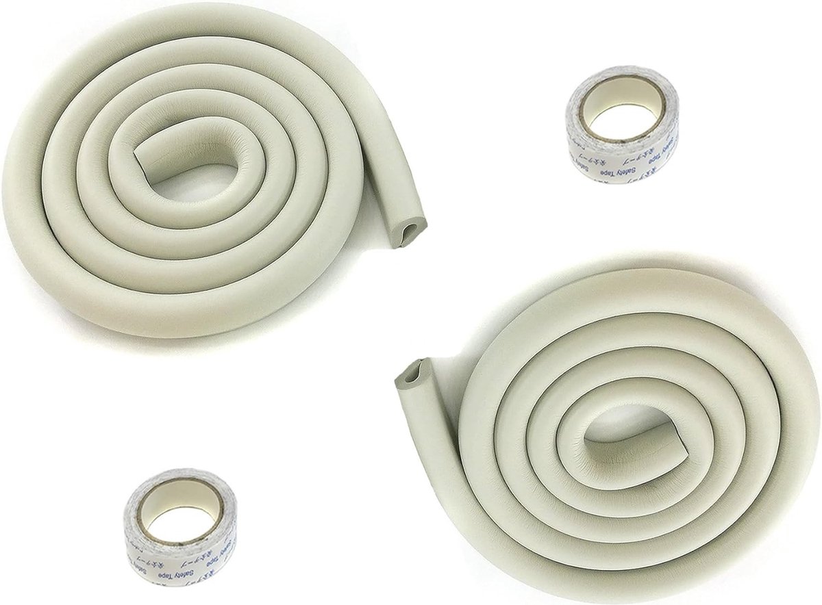 Image of 4M U-vormige randbescherming, extra verdikking, stootbescherming voor tafel en meubelranden, kinderveilig sponskussen, anti-botsingsbumper, strepen, grijs