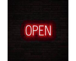OPEN - Lichtreclame Neon LED bord verlicht | SpellBrite | 42 x 16 cm | 6 Dimstanden & 8 Lichtanimaties | Reclamebord neon verlichting