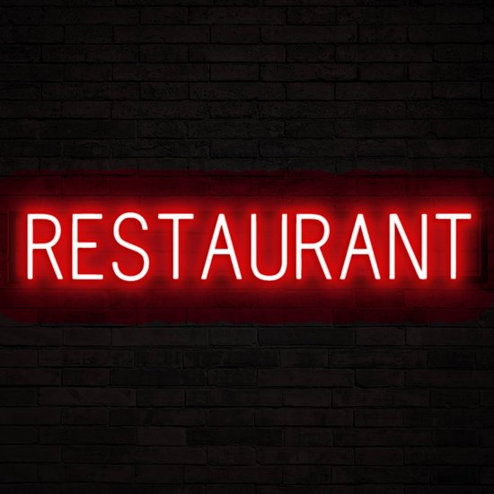 RESTAURANT - Lichtreclame Neon LED bord verlicht | SpellBrite | 99,98 x 16 cm | 6 Dimstanden & 8 Lichtanimaties | Reclamebord neon verlichting