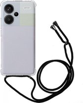 Schokbestendig Transparant Hoesje met Koord Geschikt voor Xiaomi Redmi Note 13 Pro Plus | Shockproof Back Cover met Ketting | Flexibel TPU | Doorzichtig