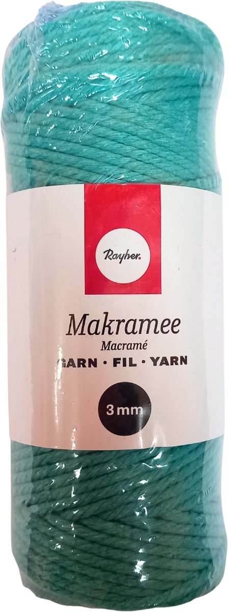 RAYHER Macramé koord 3 mm Makramee garen Appel blauw zee groen