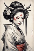 Geisha Poster | Demoon | Japanse Art | Oriental Poster | Abstracte Poster | Wanddecoratie | 61x91cm | Muurposter | MT | Geschikt om in te lijsten
