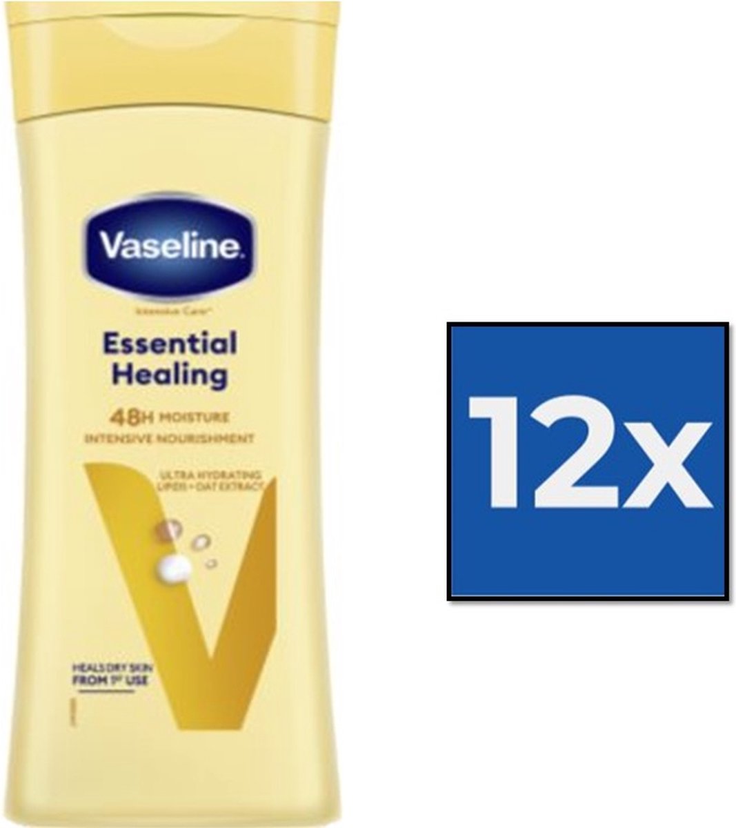 Bol.com Vaseline Bodylotion - Essential Healing - Voordeelverpakking 12 x 200 ml aanbieding