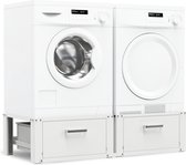 Bodo® - Wasmachine Verhoger - Dubbele Wasmachine Verhoger Met Opberglade - Wasmachine opbouwmeubel - Wasmachine Sokkel - Universeel - Wit