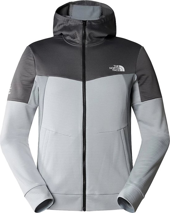 The north face mountain athletics full zip fleece hoodie in de kleur grijs.