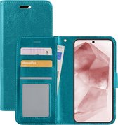 Hoes Geschikt voor Samsung A55 Hoesje Book Case Hoes Flip Cover Wallet Bookcase - Turquoise