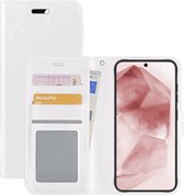 Hoes Geschikt voor Samsung A55 Hoesje Book Case Hoes Flip Cover Wallet Bookcase - Wit