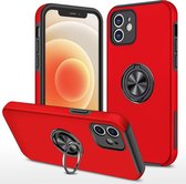 Telefoonhoesje Met Vingerring & Magneet voor Telefoohouders - Hoesje Geschikt voor: iPhone 12 - Anti-drop harde cover - Rood