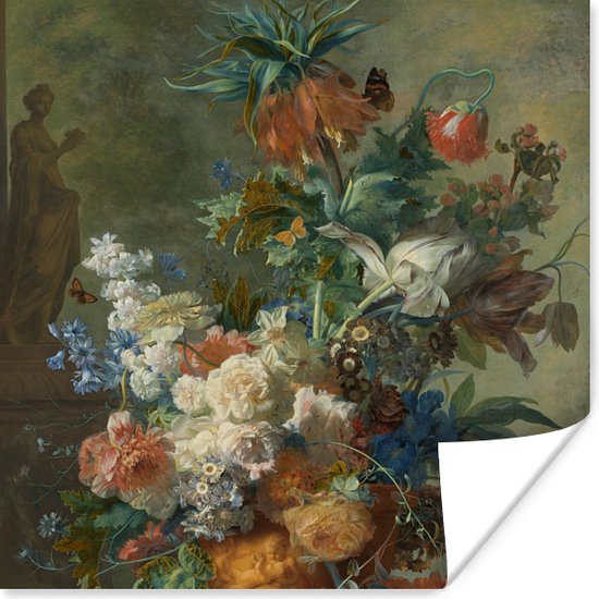 Poster Stilleven met bloemen - Schilderij van Jan van Huysum - 75x75 cm