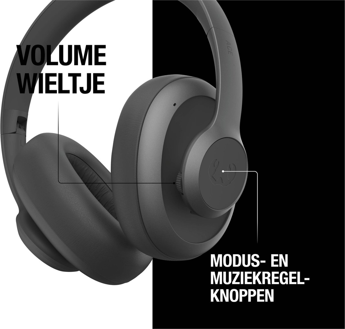 Afbeelding 2 van Fresh 'n Rebel Clam Ace – Draadloze Bluetooth Koptelefoon met Active Noise Cancelling - 60 uur Speeltijd - Met volume wiel - Storm Grey