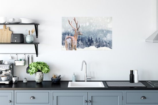 Affiche Cerf - Neige - Animal - 60x40 cm