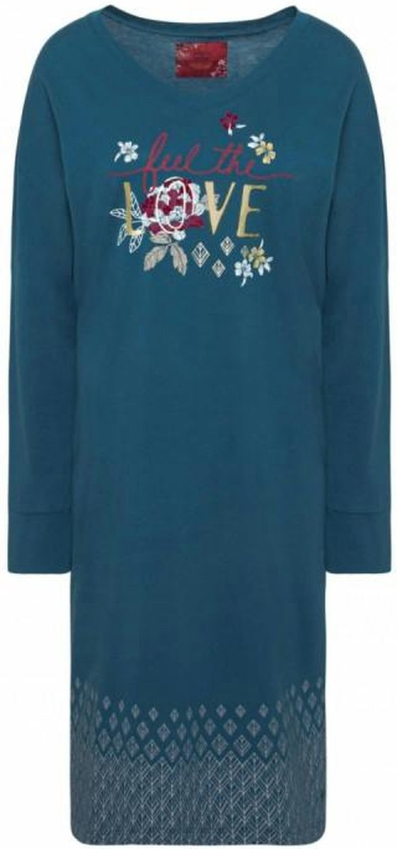Triumph Nightdresses NDK LSL 10 CO/MD Dames Nachthemd Blue - Dark Combination