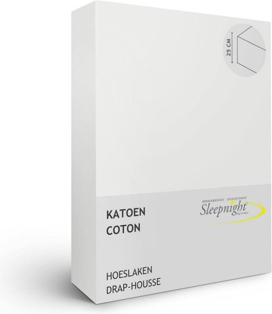 Sleepnight Hoeslaken - Katoen - (hoekhoogte 25 cm ) ivoire - B 180 x L 220 cm - Lits-jumeaux - Geschikt voor Standaard Matras - 600323-B 180 x L 220 cm