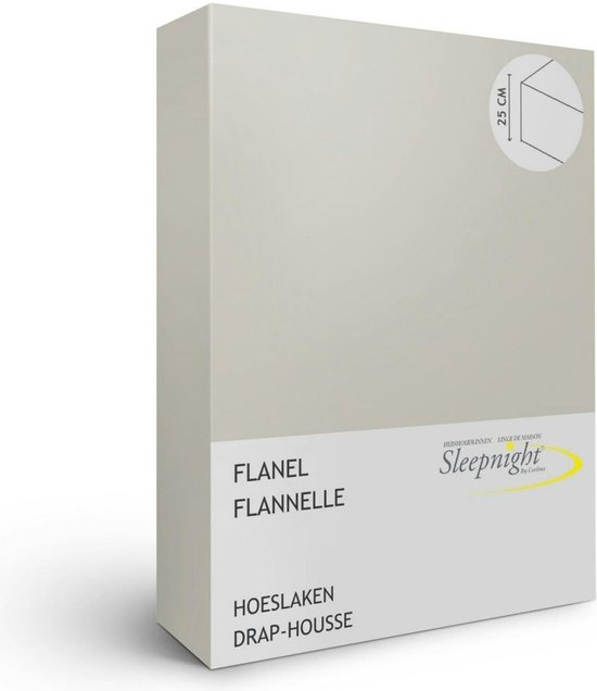 Sleepnight Hoeslaken - Flanel - (hoekhoogte 25 cm ) gris - B 180 x L 200 cm - Lits-jumeaux - Geschikt voor Standaard Matras - 517644-B 180 x L 200 cm