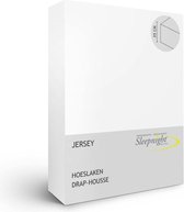Sleepnight Hoeslaken - Jersey - (hoekhoogte 35 cm ) blanc - B 190 x L 220 cm - Lits-jumeaux Strijkvrij - Geschikt voor Standaard Matras/Boxspring/Matras + Topper - 600994-B 190 x L 220 cm