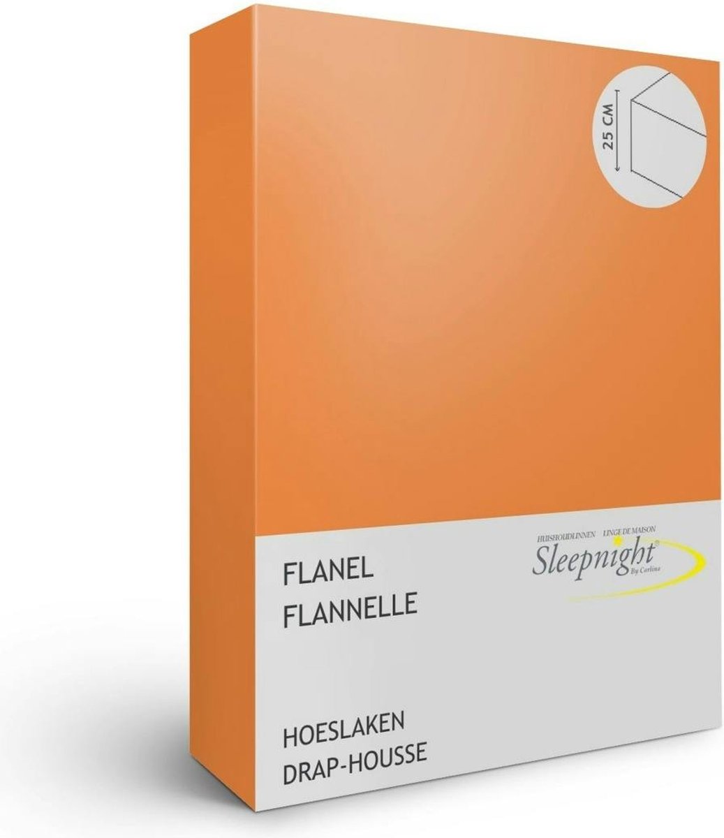 Sleepnight Hoeslaken - Flanel - (hoekhoogte 25 cm ) orange - B 160 x L 200 cm - Lits-jumeaux - Geschikt voor Standaard Matras - 734097-B 160 x L 200 cm
