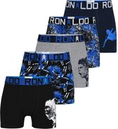 CR7 Lange short - 5 Pack 2500 Black/Grey/Blue - maat 122/128/134 (122-134) - Jongens Kinderen - Katoen/elastaan- 8405-51-2500-122-134