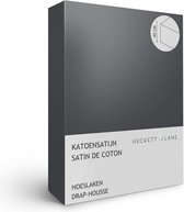 Heckettlane Elementi Hoeslaken - Eenpersoons - Katoensatijn - 90x200cm - Antraciet