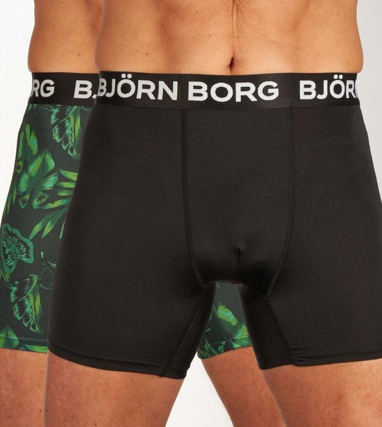 Bjorn Borg - Björn Borg Performance Boxershorts 2-Pack Zwart Groen - Heren - Maat M - Body-fit