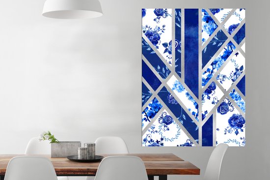 Affiche Bleu de Delft - Motif - Luxe - 90x120 cm