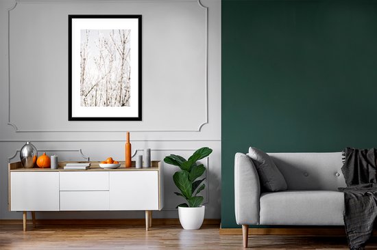 Affiche avec cadre Neige - Hiver - Nature - 60x90 cm