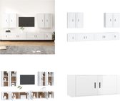 vidaXL 8-delige Tv-meubelset bewerkt hout hoogglans wit - Tv-kast - Tv-kasten - Tv-meubel - Hifi-meubel