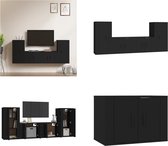vidaXL 4-delige Tv-meubelset bewerkt hout zwart - Tv-kast - Tv-kasten - Tv-meubel - Hifi-meubel