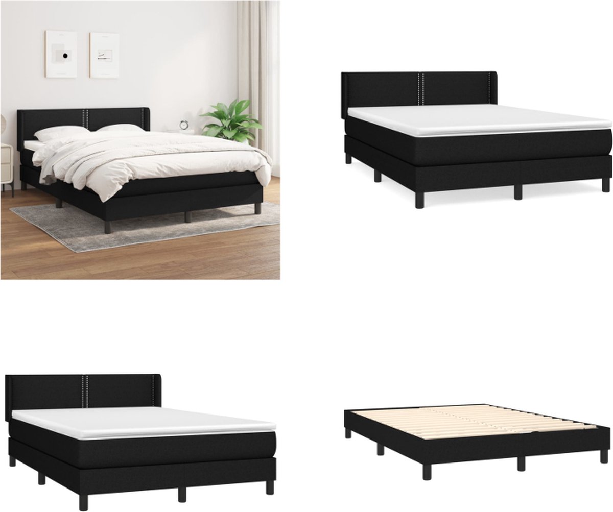 vidaXL Boxspring met matras stof zwart 140x190 cm - Boxspring - Boxsprings - Bed - Slaapmeubel