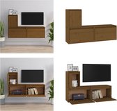 vidaXL Tv-meubelen 3 st massief grenenhout honingbruin - Tv-kast - Tv-kasten - Tv-meubel - Hifi-meubel