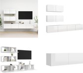 vidaXL 4-delige Tv-meubelset spaanplaat hoogglans wit - Tv-kastenset - Tv-kastensets - Tv-kasten - Tv-meubelset