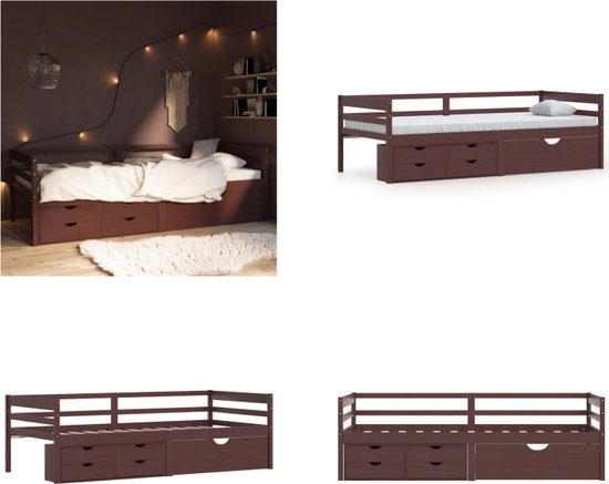 vidaXL - Bed frame incl. lades - Wit - Massief grenenhout - 90x200 cm