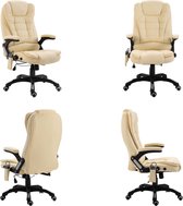 vidaXL Chaise de bureau de Massage cuir artificiel crème - Chaise de bureau - Chaises de bureau - Chaise Ordinateur - Chaises Ordinateur