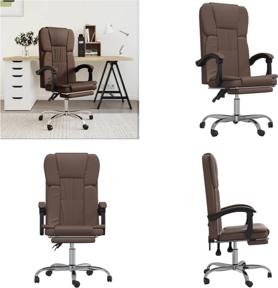 vidaXL Chaise de bureau réglable en simili cuir Marron - Chaise de bureau réglable - Chaise - Chaise de bureau - Chaise d'ordinateur