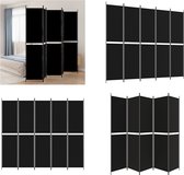 vidaXL Kamerscherm met 5 panelen 250x220 cm stof zwart - Kamerscherm - Kamerschermen - Scheidingswand - Ruimteverdeler