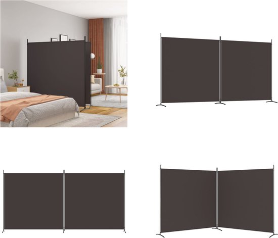 vidaXL Kamerscherm met 2 panelen 348x180 cm stof bruin - Kamerscherm - Kamerschermen - Scheidingswand - Ruimteverdeler