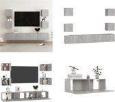 vidaXL 6-delige Tv-meubelset bewerkt hout betongrijs - Tv-meubelset - Tv-meubelsets - Tv Meubelset - Tv Meubelsets