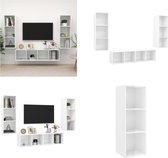 vidaXL 3-delige Tv-meubelset spaanplaat hoogglans wit - Tv-kastenset - Tv-kastensets - Tv-kasten - Tv-meubelset