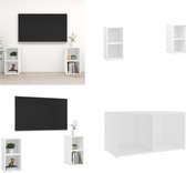 vidaXL Tv-meubelen 2 st 72x35x36-5 cm bewerkt hout wit - Tv-kast - Tv-kasten - Tv-standaard - Tv-standaarden