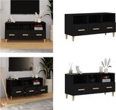 vidaXL Tv-meubel 102x36x50 cm bewerkt hout zwart - Tv-kast - Tv-kasten - Tv-meubel - Hifi-meubel