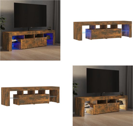 Tv-meubel LED-verlichting 140x36,5x40 cm bruin eikenkleur kopen