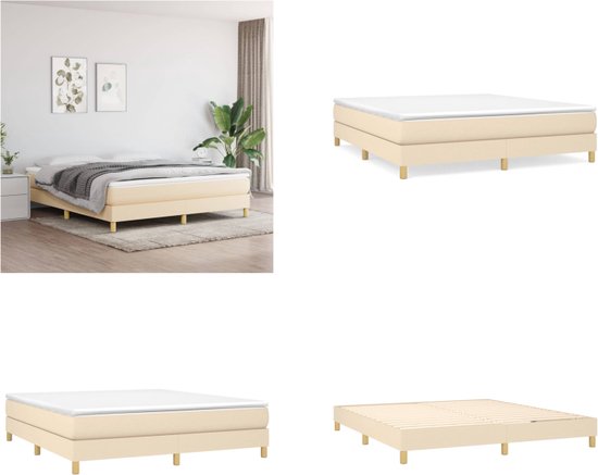 vidaXL Boxspringframe stof crèmekleurig 180x200 cm - Boxspringframe - Boxspringframes - Bed - Ledikant