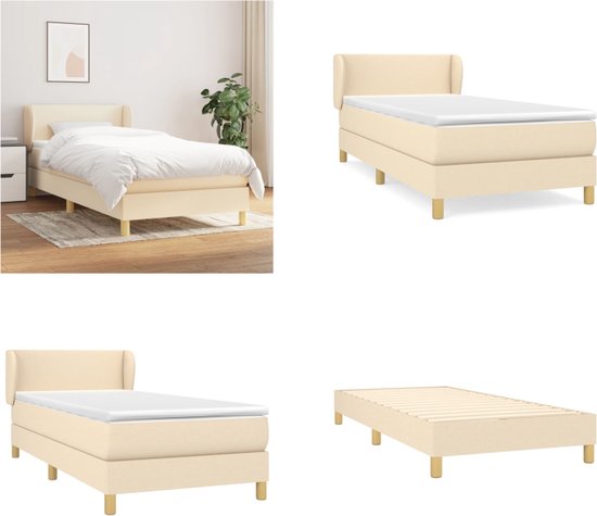 vidaXL Boxspring met matras stof crèmekleurig 80x200 cm - Boxspring - Boxsprings - Bed - Slaapmeubel