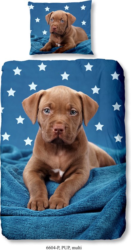 Good Morning Pup - Housse de couette - Simple - 140x200 / 220 cm + 1 taie d'oreiller 60x70 cm - Multicolore