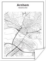 Poster Stadskaart - Arnhem - Zwart Wit - 60x80 cm - Plattegrond