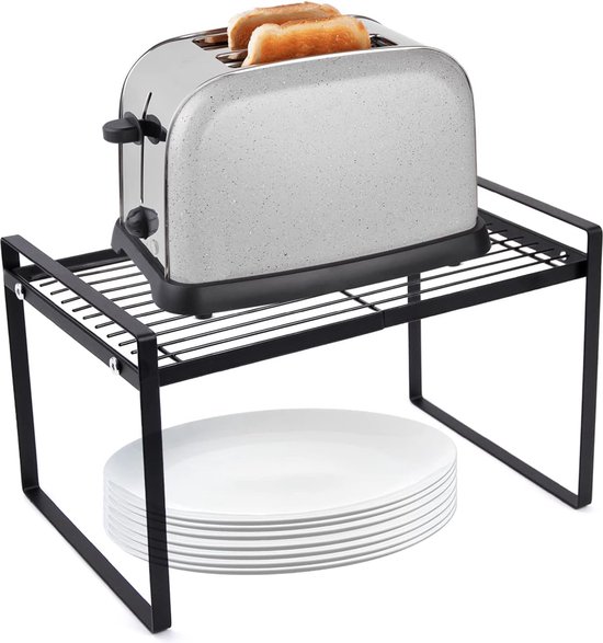 Foto: Kruidenrek kast keukenrek organizer stapelbaar inzet voor keukenkast organizer 33 x 21 x 18 5 cm zwart 